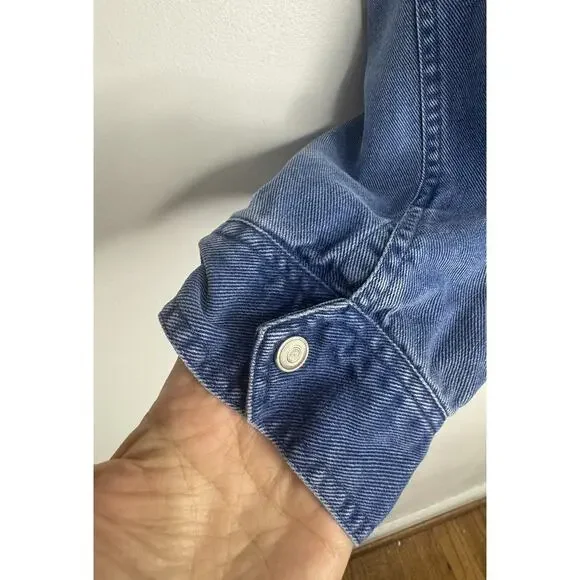 Chico's Design Womens Snap Up Long Sleeve Blue Denim Jeans Jacket Size 2 - Picture 7 of 9